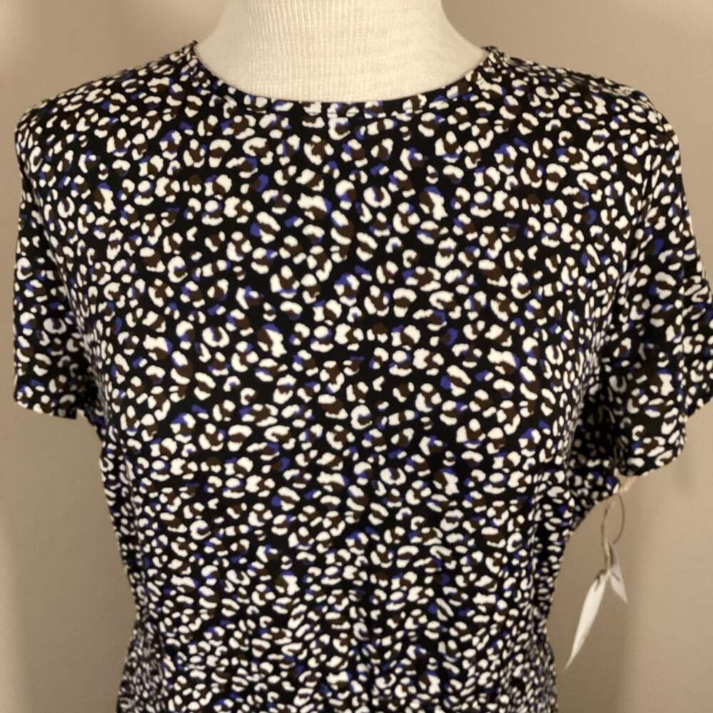 Leith Leopard Print Short Sleeve Cut Out Back Ruffle Mini Dress 1X - Picture 5 of 5